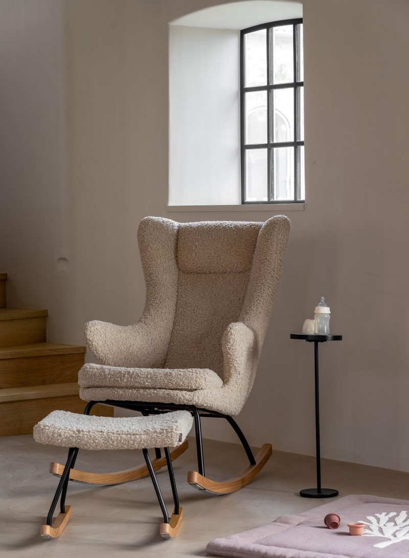 Krémové hojdacie kreslo na dojčenie Quax De Luxe Stone